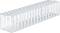 Ein weißer Kabelkanal aus Kunststoff mit seitlichen Öffnungen zur Kabeldurchführung, geeignet für geordnete Kabelverlegung.