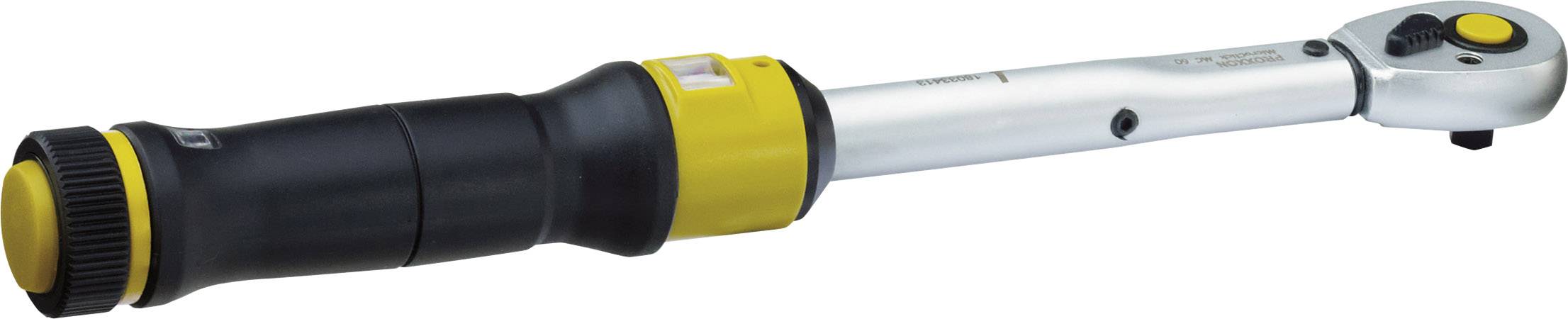 Drehmomentschlüssel mit gelbem Griff und Ratschenkopf, zum präzisen Anziehen von Schrauben in technischen oder handwerklichen Anwendungen.