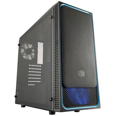 Cooler Master Masterbox E500L Win Midi-Tower PC-Gehäuse Schwarz, Blau 1 vorinstallierter Lüfter, Seitenfenster, Staubfil