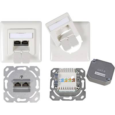 EFB Elektronik ET-25211.2V1 Netzwerkdose Unterputz Einsatz mit Zentralplatte und Rahmen CAT 6 Reinweiß (RAL 9010)-0