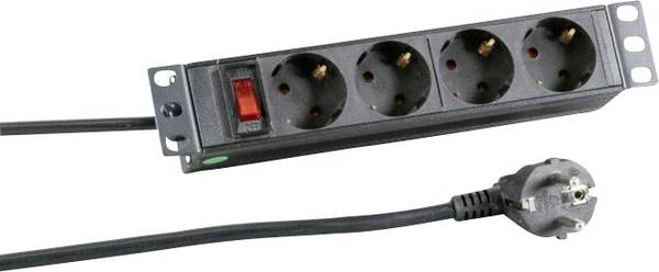 EFB Elektronik EK631DE.11 10 Zoll Netzwerkschrank-Steckdosenleiste  inkl. 2 Metallhalterungen für 10" Schränke Geeignet für Schranktiefe: ab 300 mm Schwarz (RAL 9005)