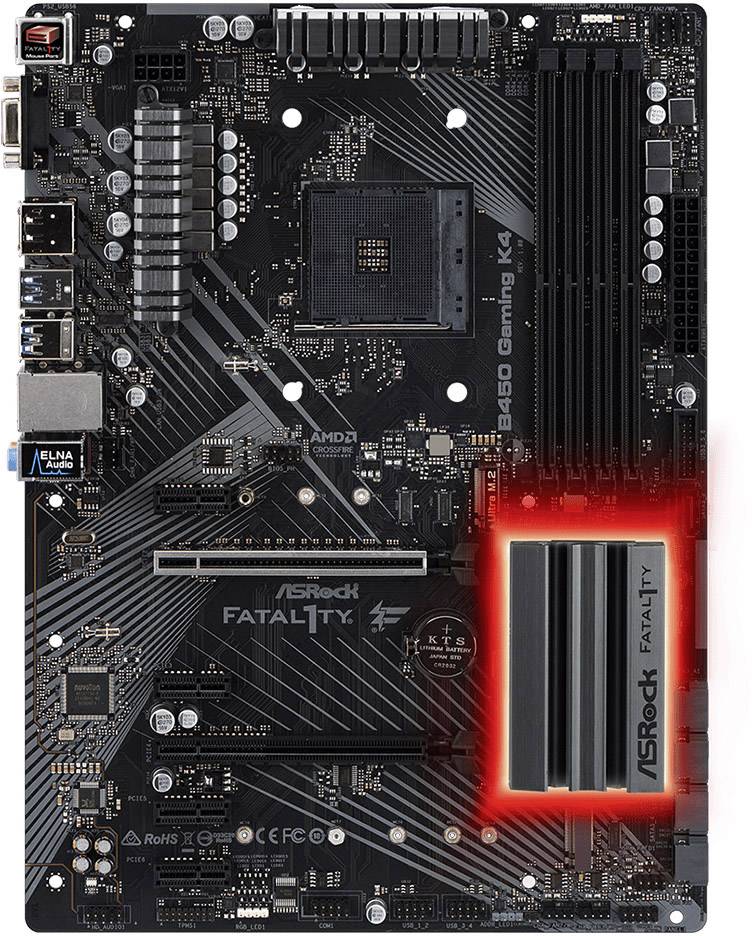 ASRock B450 Gaming K4 Mainboard Sockel (PC) AMD® AM4 Formfaktor (Details) ATX Mainboard-Chipsatz AMD® B450-1