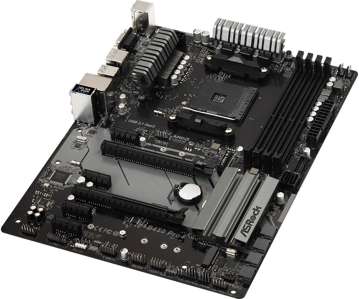 ASRock B450 Pro4 - Motherboard - ATX - Socket AM4 - AMD B450 Chipsatz - USB 3.1 Gen 1, USB-C Gen2, USB 3.1 Gen 2-3