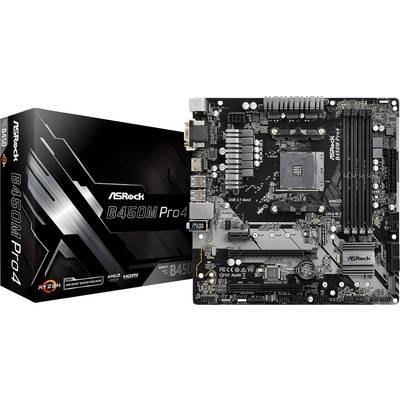 ASRock B450M-Pro4 Mainboard Sockel (PC) AMD AM4 Formfaktor (Details) Micro-ATX Mainboard-Chipsatz AMD® B450