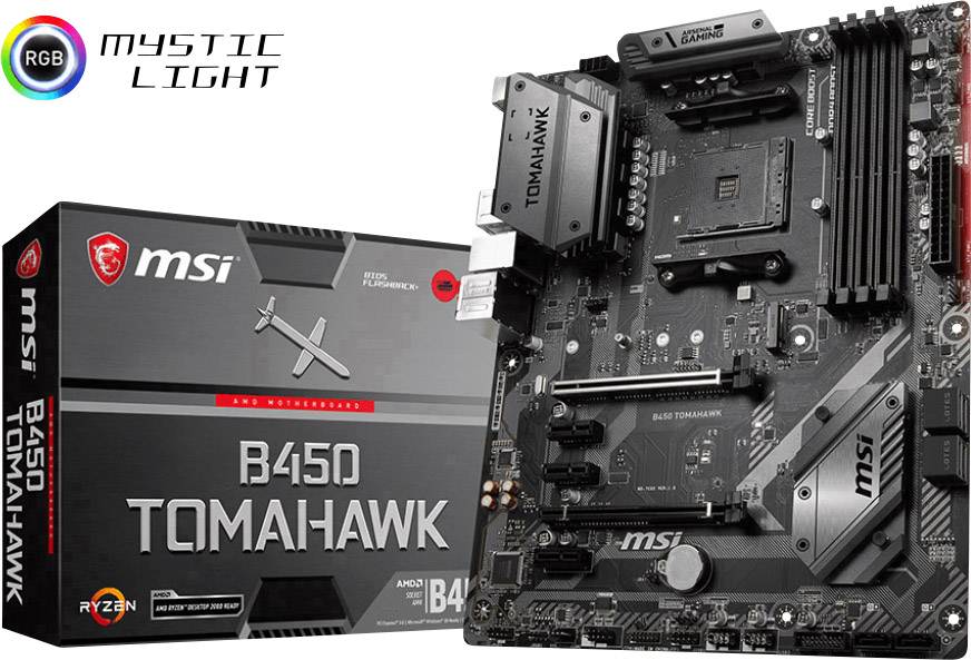 MSI B450 TOMAHAWK - Motherboard - ATX - Socket AM4 - AMD B450 - USB 3.1 Gen 1, USB-C Gen2, USB 3.1 Gen 2 - Gigabit LAN --0