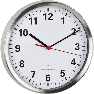 Tfa 60 3529 02 Funk Wanduhr 22 Cm X 4 5 Aluminium Schleichendes Uhrwerk Lautlos Energiesparfunktion