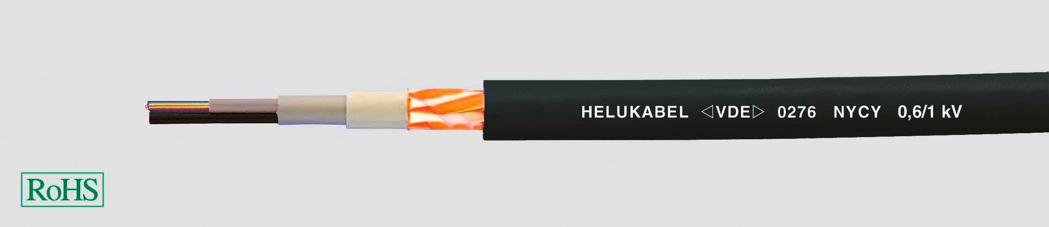 HELUKABEL 32203 Erdkabel NYCY 2 x 2.50 mm² Schwarz 100 m