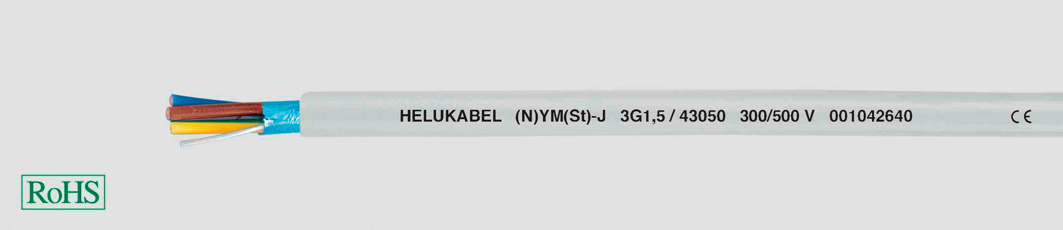 HELUKABEL 43054 Installationsleitung (N)YM(St)-J 3 G 2.50 mm² Grau 100 m