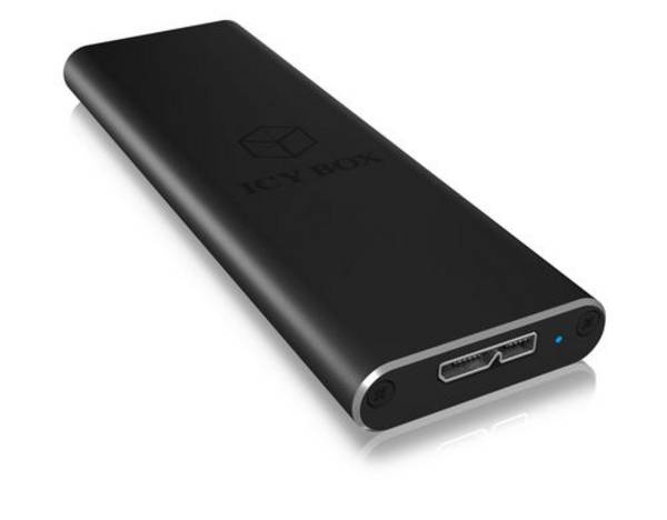 IB-183M2, Ext.-Gehäuse, 1x M.2 SATA SSD zu USB 3.0 Host, Aluminium, schwarz