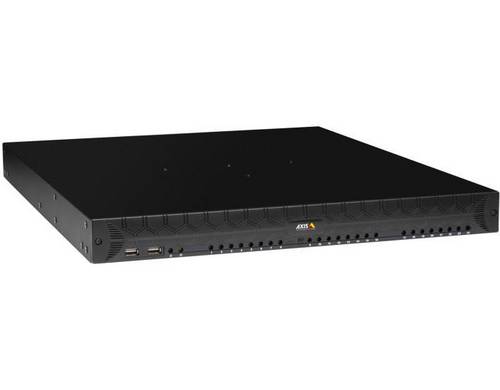 Schwarzes Rackmount-Gerät mit USB-Ports und Lüftungsschlitzen, geeignet für Netzwerk- oder Serverspeicheranwendungen.