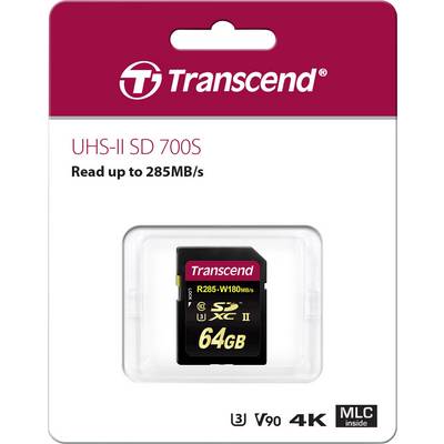 Eine Transcend UHS-II SD-Karte mit 64 GB, unterstützt Geschwindigkeiten bis zu 285 MB/s und ist geeignet für 4K-Videoaufnahmen.