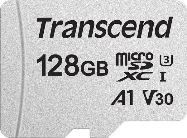 Transcend Premium 300S microSDXC-Karte  128 GB Class 10, UHS-I, UHS-Class 3, v30 Video Speed Class, A1 Application Performance Class inkl. SD-Adapter