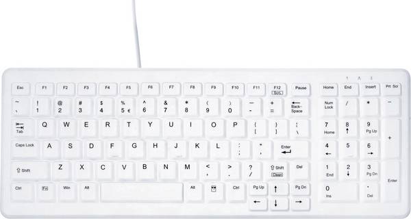 Contour Active Key AK-C7000F Medical Key Funk Hygiene-Tastatur Deutsch, QWERTZ Weiß Silikonmembran, Geeignet f. Wischdesinfektion nach DGHM/VAH