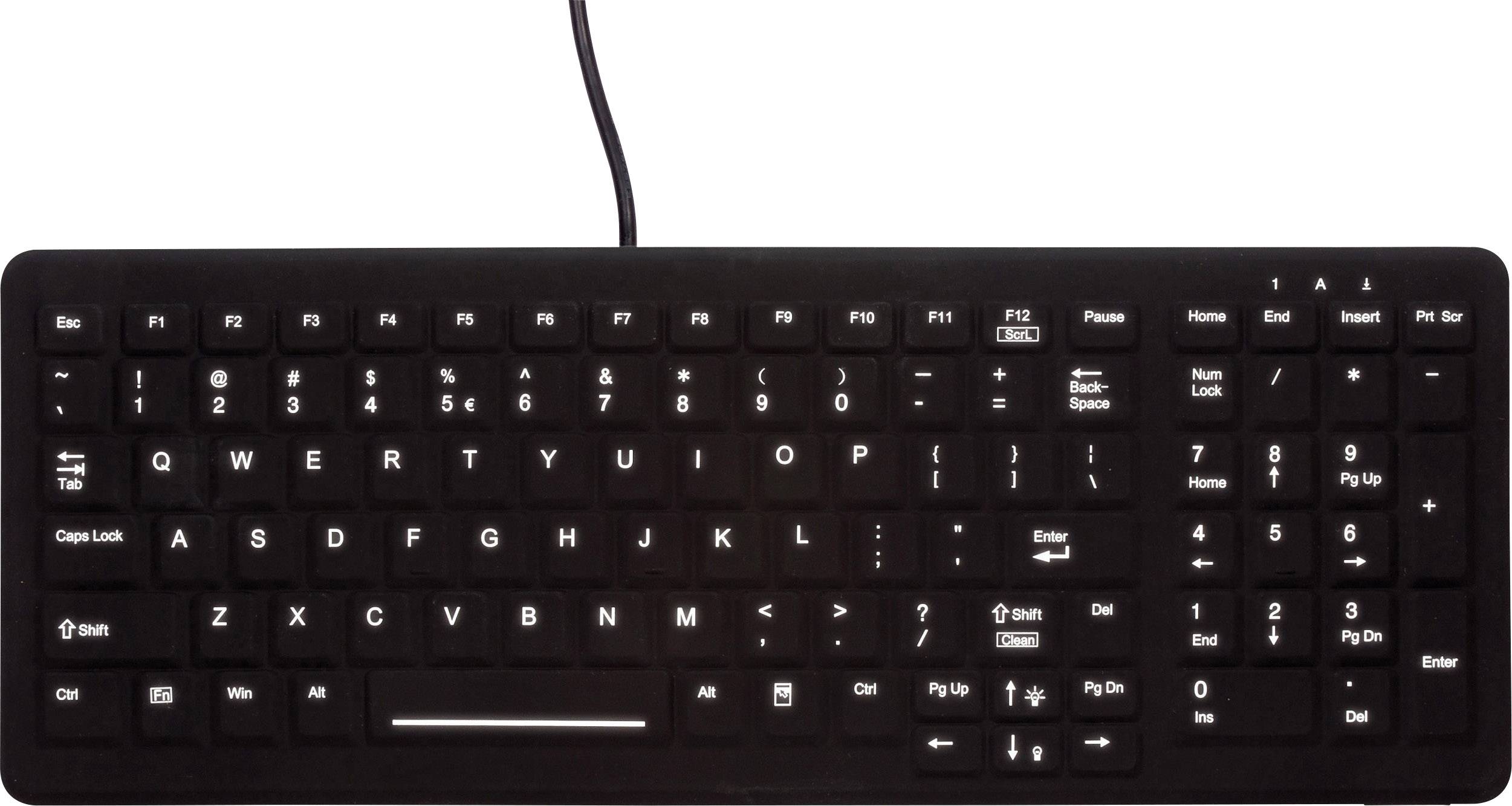 Contour Active Key CB7000F MedicalKey USB Hygiene-Tastatur Deutsch, QWERTZ Schwarz Silikonmembran, Geeignet f. Wischdesi-0