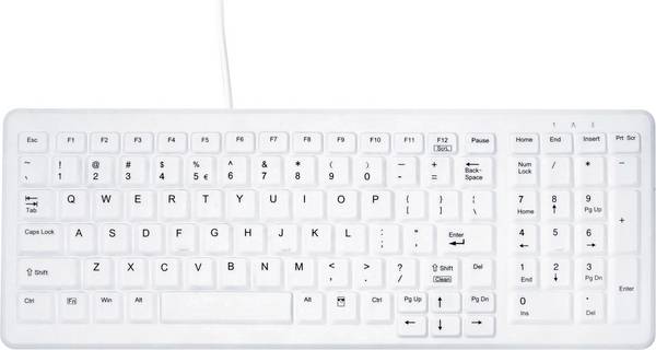 Contour Active Key AK-C7000F Medical Key USB Hygiene-Tastatur Deutsch, QWERTZ Weiß Geeignet f. Wischdesinfektion nach DGHM/VAH, Silikonmembran