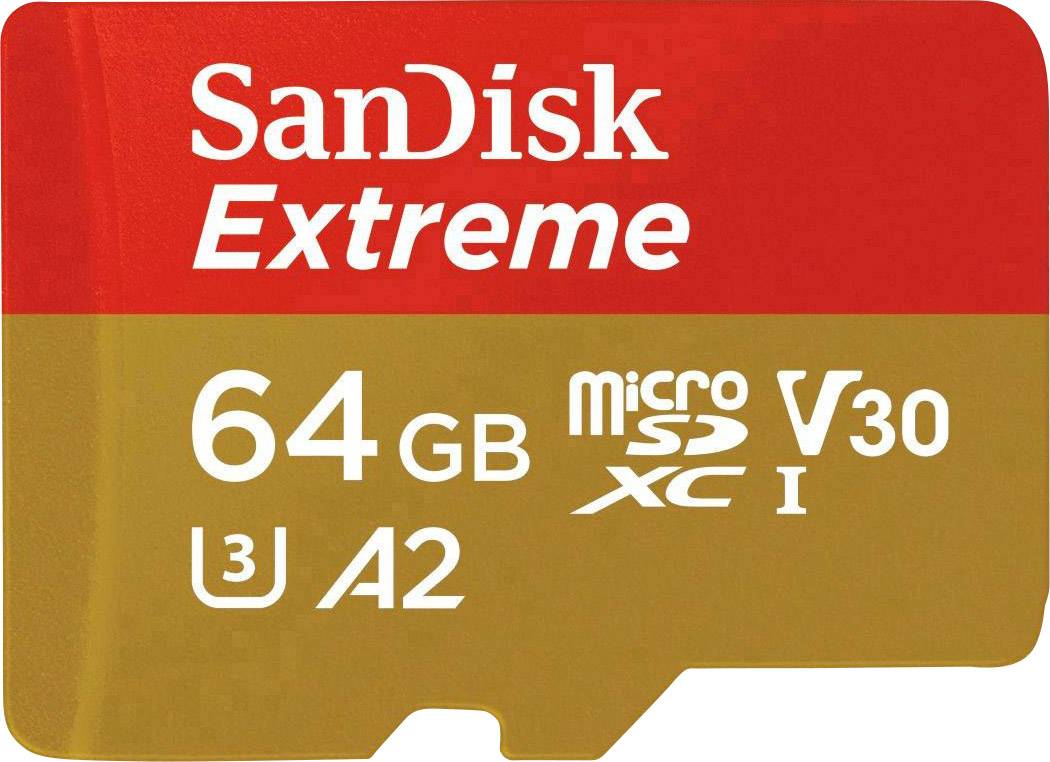 'SanDisk Extreme 64GB microSDXC Speicherkarte, V30, A2, U3.'