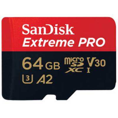 SanDisk Extreme Pro® microSDXC-Karte  64 GB Class 10, UHS-I, UHS-Class 3, v30 Video Speed Class A2-Leistungsstandard