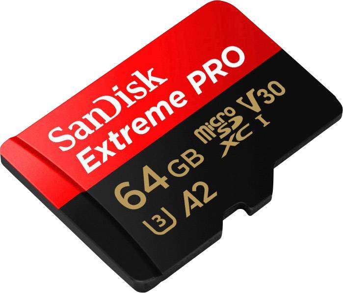 SanDisk Extreme Pro® microSDXC-Karte 64 GB Class 10, UHS-I, UHS-Class 3, v30 Video Speed Class A2-Leistungsstandard-1