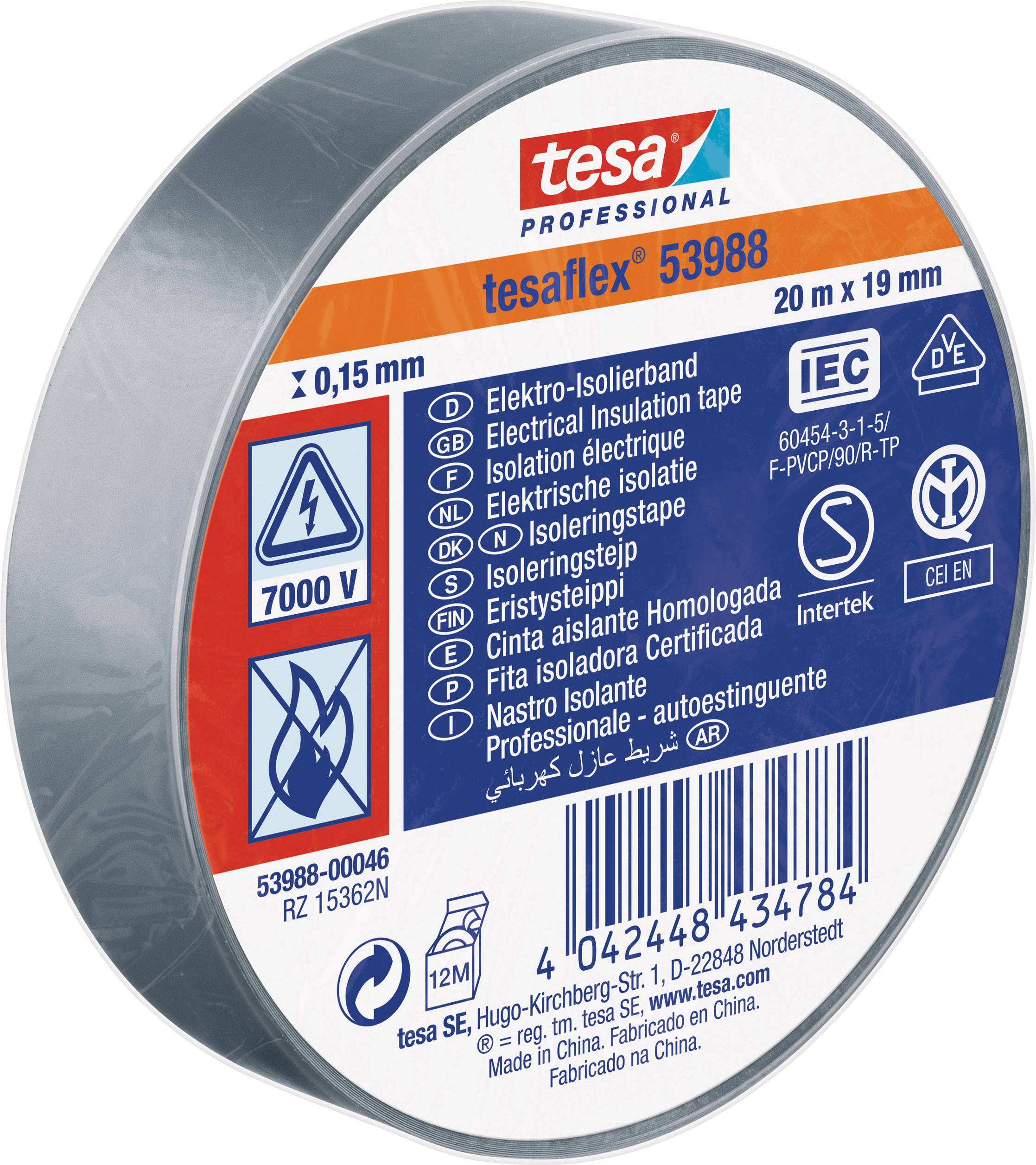 TESA 53988-00046-00 Isolierband tesa 53988 Grau (L x B) 20 m x 19 mm 1 Rolle(n)