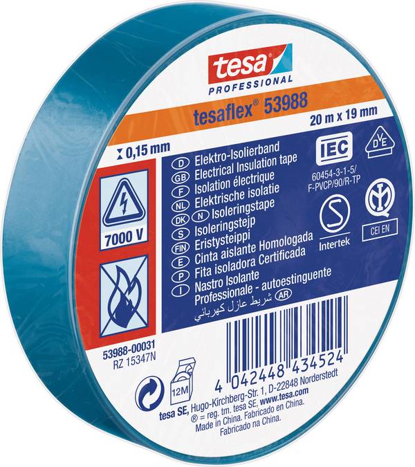 tesa 53988-00031-00 Isolierband tesa® Professional Blau (L x B) 20 m x 19 mm 1 St.