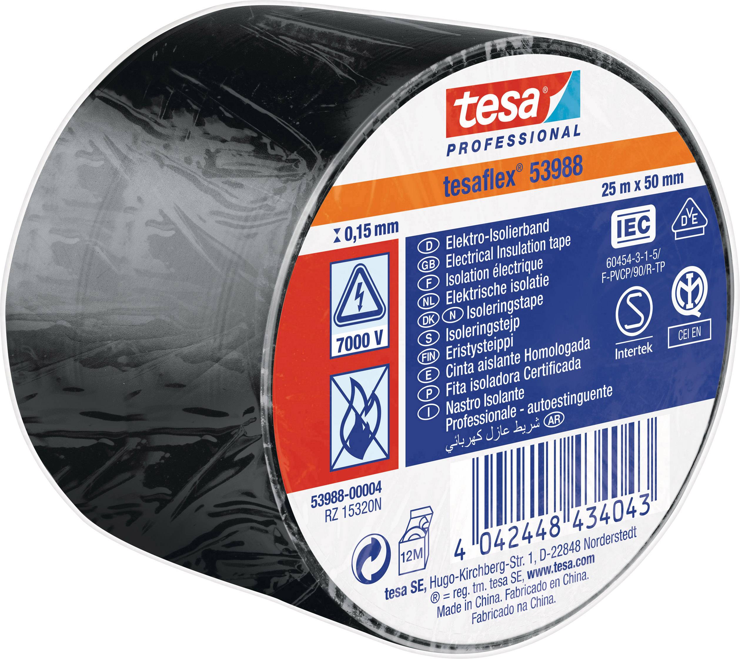 TESA 53988-00004-00 Isolierband tesa 53988 Schwarz (L x B) 25 m x 50 mm 1 Rolle(n)