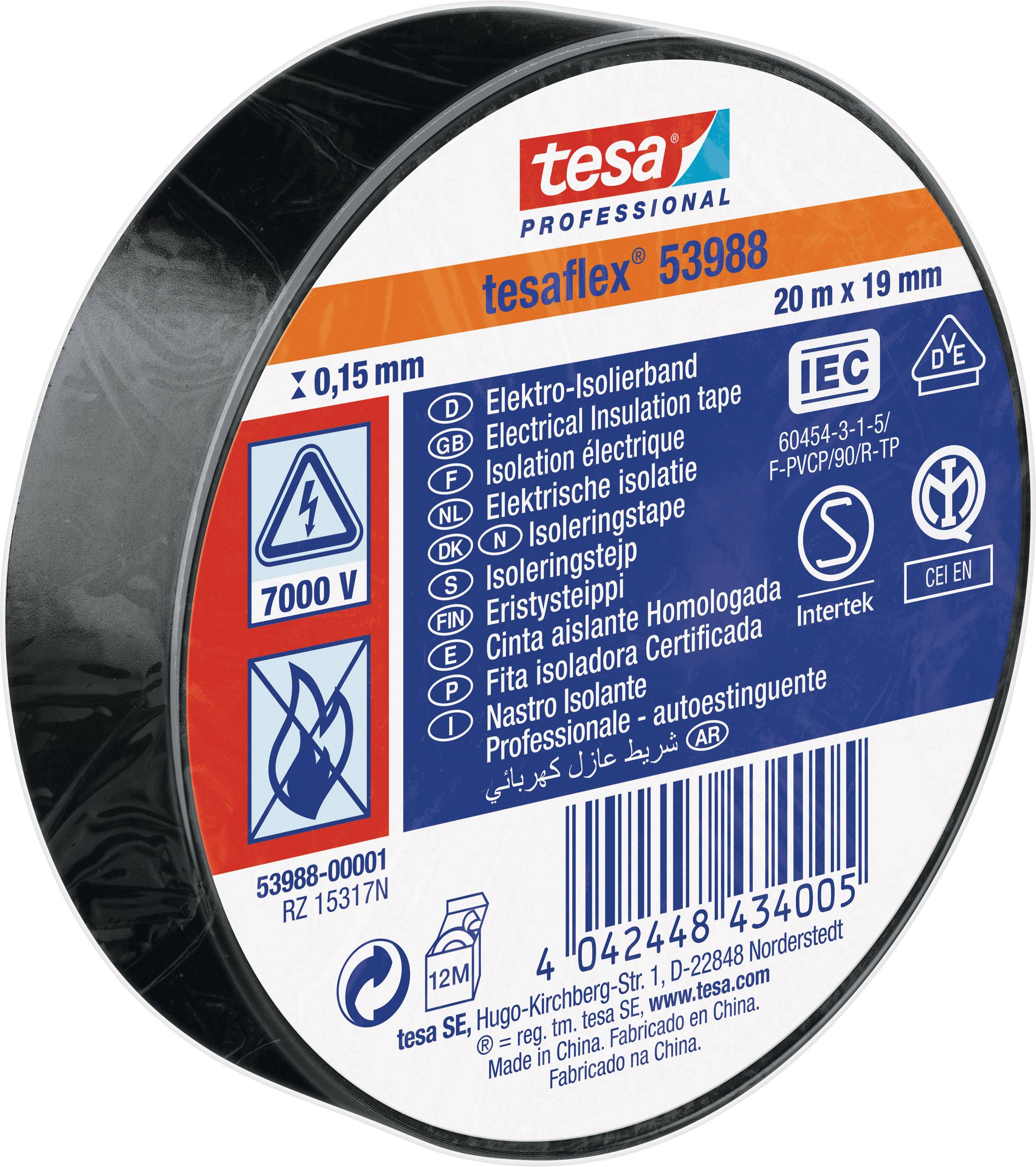 TESA 53988-00001-00 Isolierband tesa 53988 Schwarz (L x B) 20 m x 19 mm 1 Rolle(n)