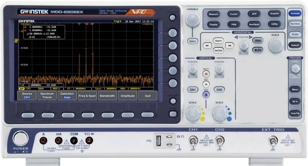 GW Instek MDO-2202EG Digital-Oszilloskop kalibriert (DAkkS-akkreditiertes Labor) 200 MHz  1 GSa/s 10 Mpts 8 Bit Digital-Speicher (DSO), Spectrum-Analyser 1 St.