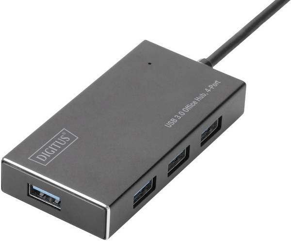 Digitus DA-70240-1 USB-Hub 4 Port USB-A USB 3.0 5 GBit/s mit Aluminiumgehäuse Schwarz DA-70240-1