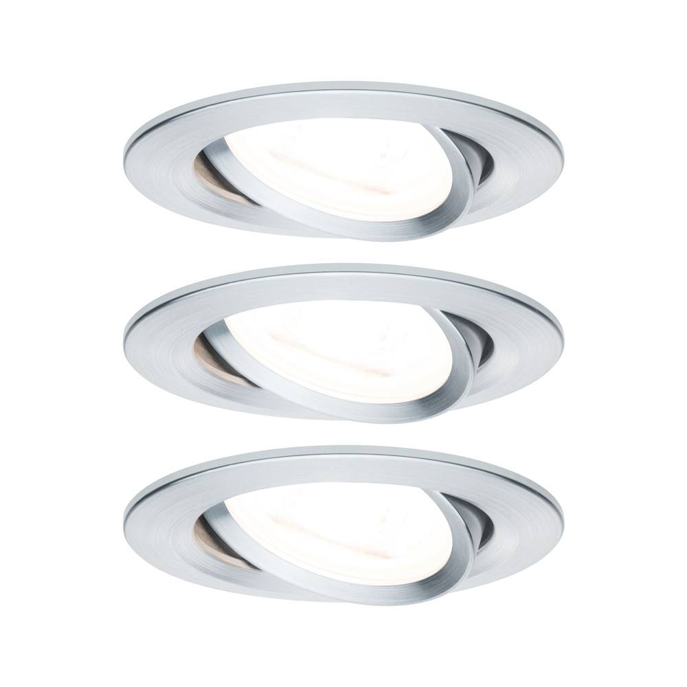 Inbouwlamp Set van 3 Energielabel: A+ (A++ E) LED GU10 19.5 W Paulmann 93433 Nova Aluminium (geborst