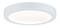 Runde, flache Deckenleuchte mit weißem Gehäuse, leuchtet gleichmäßig. Geeignet für Innenräume.