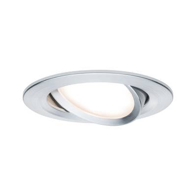 Moderne, runde Deckenleuchte mit silbernem Rahmen und integriertem LED-Licht, das warmweiß leuchtet. Ideal für Wohnräume.