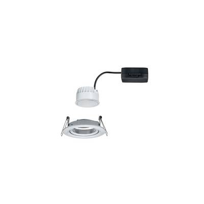 Deckeneinbauleuchte, bestehend aus einer runden LED-Leuchte, Gehäuse und Treiber. Die Teile sind zur Montage verbunden.