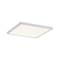Einzelne quadratische LED-Deckenleuchte mit weißem Rahmen und diffuser Lichtabdeckung.