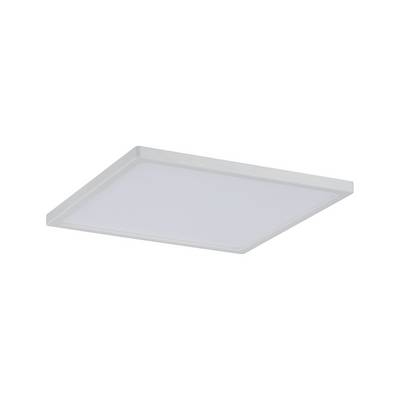 Quadratische LED-Deckenleuchte mit weißem Rahmen. Sie strahlt gleichmäßiges, weiches Licht aus und eignet sich für moderne Wohnräume.