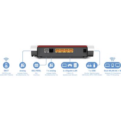 AVM FRITZ!Box 7530 - Wireless Router - DSL-Modem 4-Port-Switch - 1GbE - Wi-Fi 5 - Dual-Band - VoIP-Telefonadapter (DECT)-2