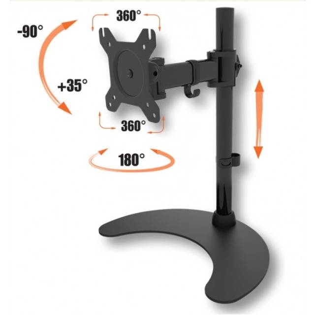 TECHly ICA-LCD-3400 Monitor-Standfuß 1 Display(s) 33,0 cm (13") - 68,6 cm (27") Schwarz Drehbar, Höhenverstellbar, Neigb-1