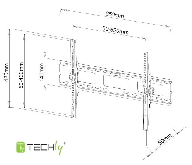 TECHly ICA-PLB-131L TV-Wandhalterung 101,6 cm (40") - 165,1 cm (65") Neigbar-2