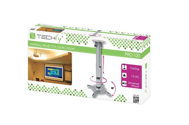 TECHly ICA-PM-104M Beamer-Deckenhalterung Drehbar, Neigbar Boden-/Deckenabstand (max.): 770 mm Silber-1