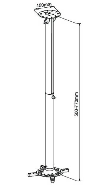 TECHly ICA-PM-104M Beamer-Deckenhalterung Drehbar, Neigbar Boden-/Deckenabstand (max.): 770 mm Silber-2