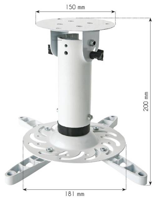 TECHly ICA-PM-200WH Beamer-Deckenhalterung Drehbar, Neigbar Boden-/Deckenabstand (max.): 200 mm Weiß-2