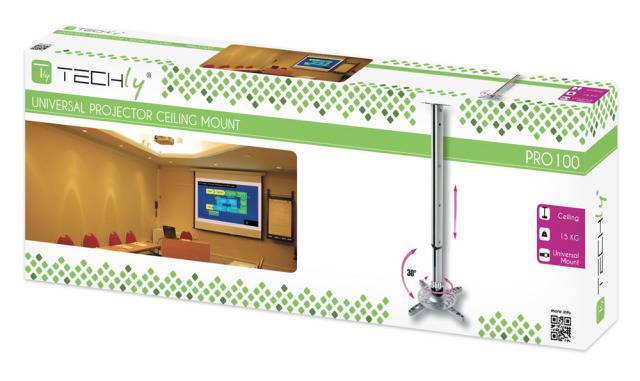 TECHly ICA-PM-102XL Beamer-Deckenhalterung Neigbar Boden-/Deckenabstand (max.): 1020 mm Silber-1