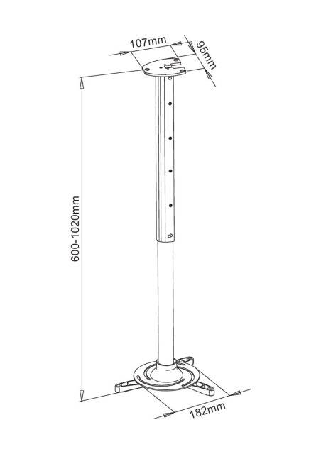 TECHly ICA-PM-102XL Beamer-Deckenhalterung Neigbar Boden-/Deckenabstand (max.): 1020 mm Silber-2