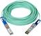 Glasfaserkabel mit SFP-Modulen an beiden Enden, aufgerollt in einem Kreis. Das Kabel hat eine türkise Ummantelung.
