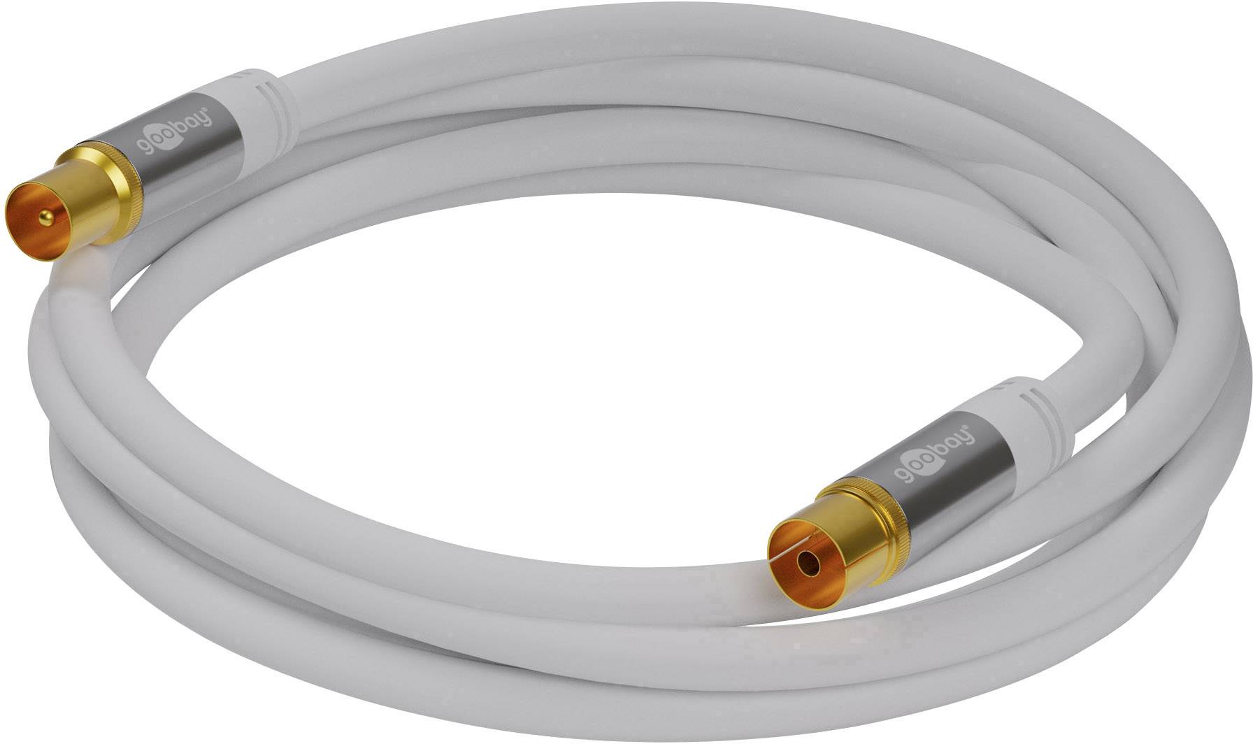Goobay TV Antennenkabel (135 dB typ), 4x geschirmt vergoldet, Koax-Buchse > Koax-Stecker 1 m-1