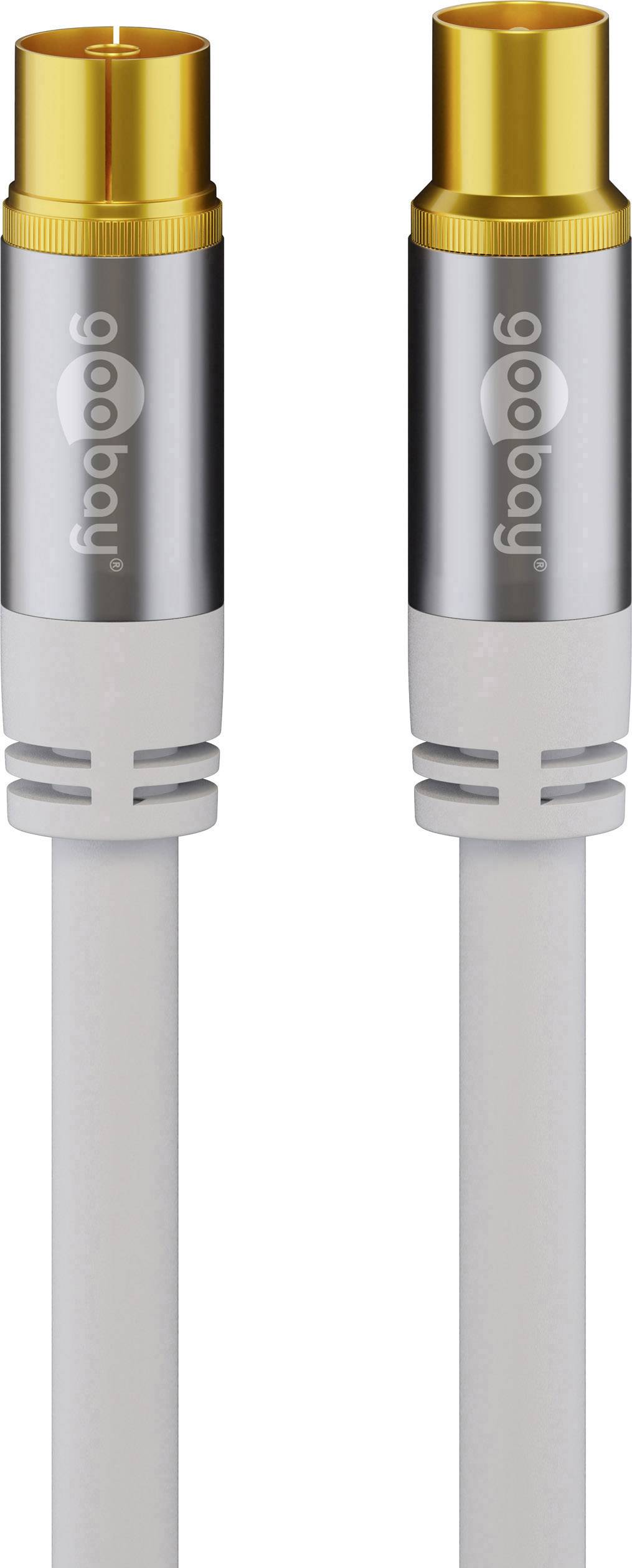 Goobay TV Antennenkabel (135 dB typ), 4x geschirmt vergoldet, Koax-Buchse > Koax-Stecker 1 m-0