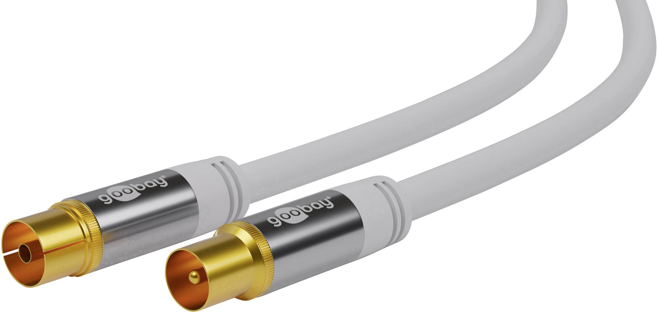 Goobay TV Antennenkabel (135 dB typ), 4x geschirmt vergoldet, Koax-Buchse > Koax-Stecker 1 m-2