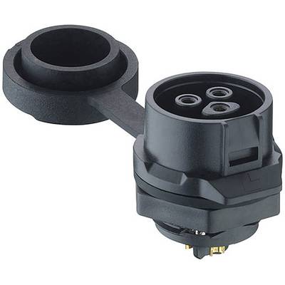 Ein schwarzer, runder Steckeradapter mit mehreren Steckplätzen, möglicherweise für Fahrzeugelektronik, auf hellem Hintergrund.