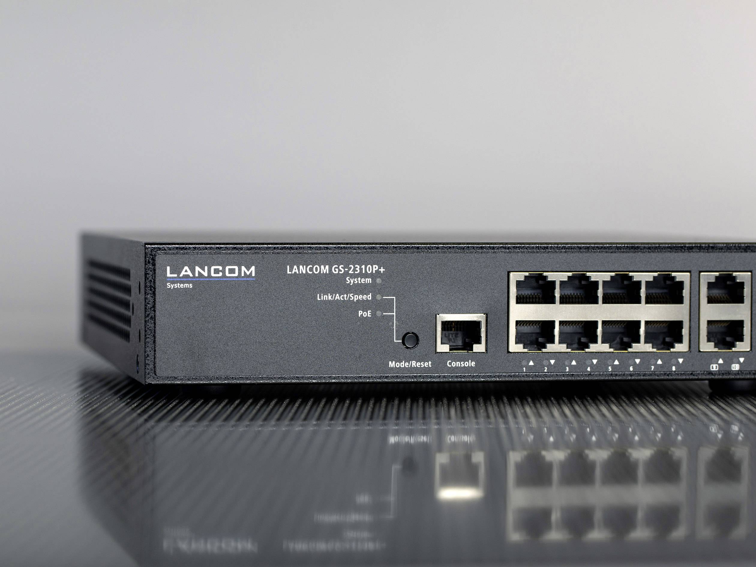 LANCOM Switch GS-2310P+ Managed Layer-2-Switch mit 10 Ports 8 Gigabit Ethernet 10-Port IPv6 Power ov