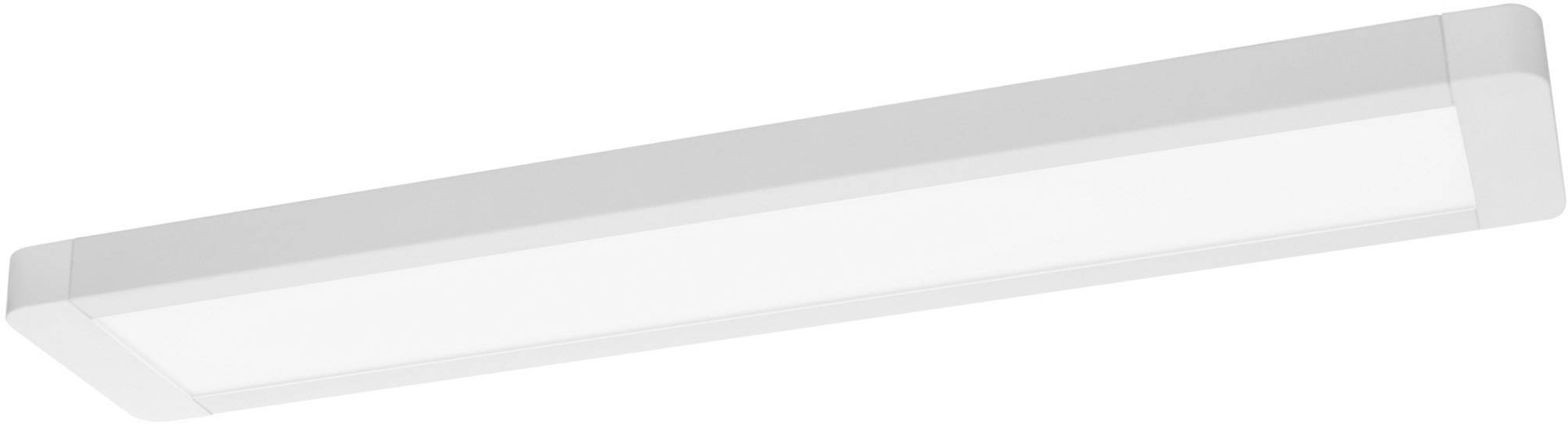 Rechteckige LED-Deckenleuchte in Weiß, modern und minimalistisch gestaltet, geeignet für gleichmäßige Raumausleuchtung.