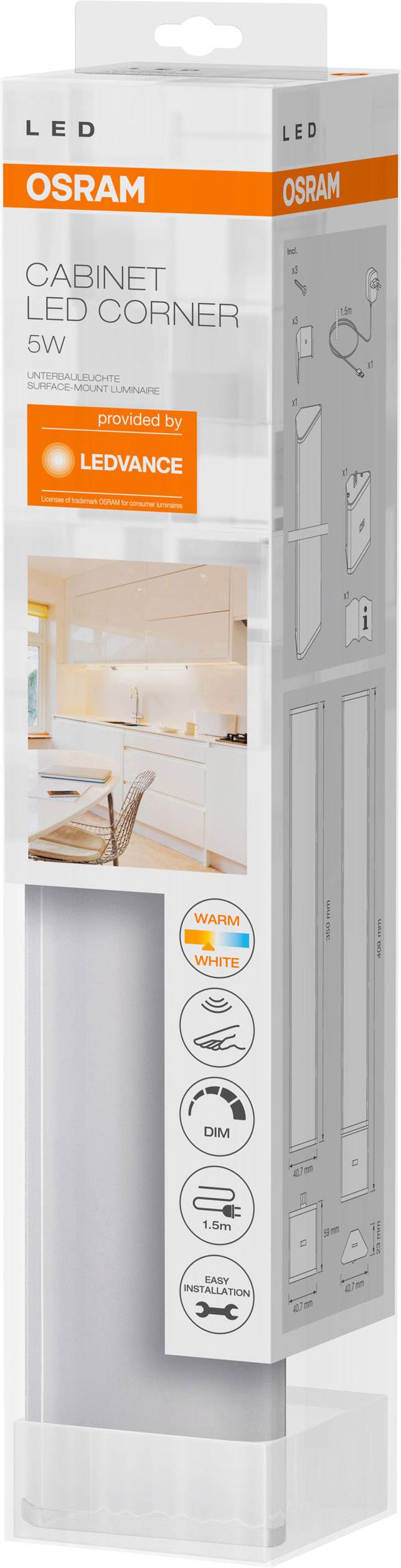 LEDVANCE Cabinet LED Corner L LED-Unterbauleuchte LED LED fest eingebaut 5 W Warmweiß-5
